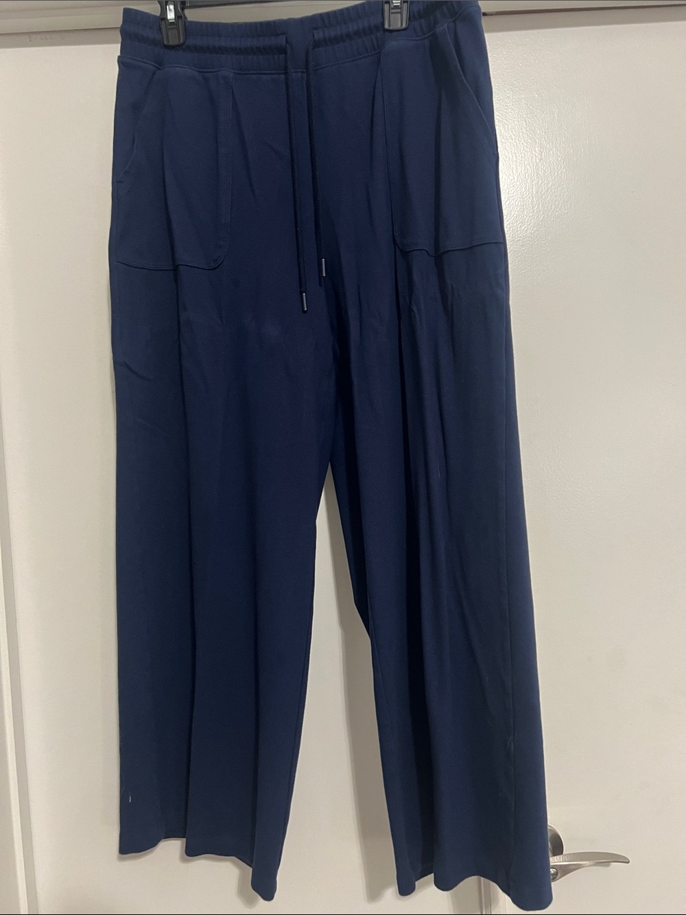 Navy Wide-Leg Drawstring Pants